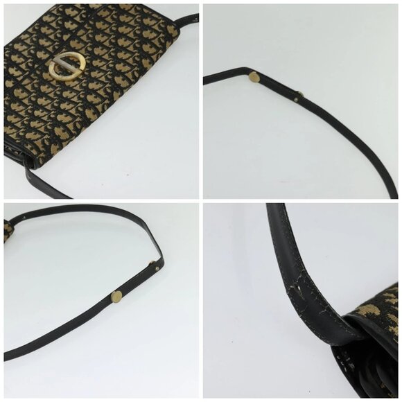 Christian Dior Trotter Canvas Shoulder Bag Navy Gold Auth BD2210 - Picture 16 of 16